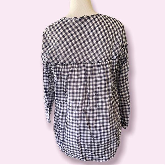 Elliott Lauren Checkered Print Long Sleeve Blouse Size S - Picture 3 of 4